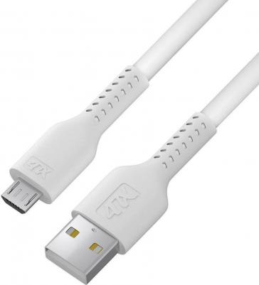 Кабель 1.0m USB - Micro USB, ПВХ, белый/белый
