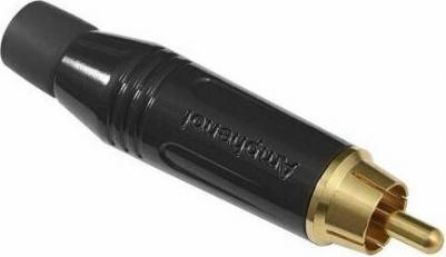 ACPR-BLK кабельный разъем RCA, металлический корпус, позолоченные контакты, мягкий хвостовик, цвет черный – фото 1