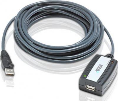 Кабель удлинитель активный USB 2.0 AM/AF 5m, UE250-AT, 4 pin, опрессованный, серый – фото 1