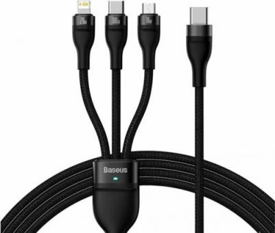 Аксессуар Flash Series II One-for-three Fast Charging Cable Type-C to M+L+C 100W 1.5m Black CASS030201