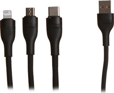 Аксессуар Flash Series II One-for-three Fast Charging Data Cable USB to M+L+C 100W 1.2m Black CASS030001 – фото 2