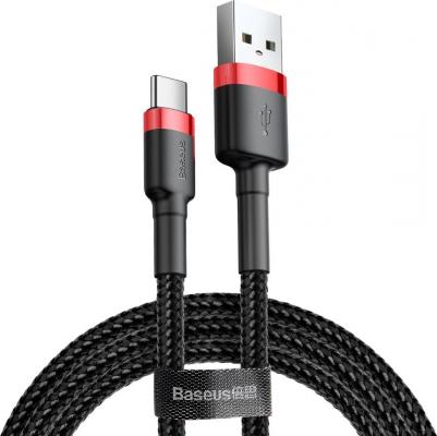 Кабель Cafule USB - Type-C 2А 3м Black/Red (CATKLF-U91) – фото 1