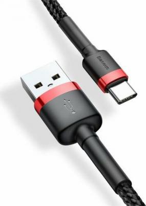 Кабель Cafule USB - Type-C 2А 3м Black/Red (CATKLF-U91)