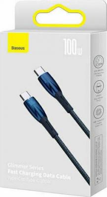 Кабель интерфейсный CADH000703 Glimmer Series Fast Charging Data Type-C to Type-C 100W 1m Blue (передача данных, питание устройств, скорость пе – фото 1