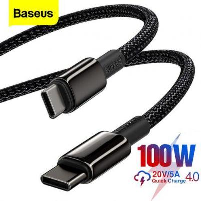 Кабель Tungsten Gold Fast Charging Cable USB Type-C - USB Type-C 100W 1 м, Черный