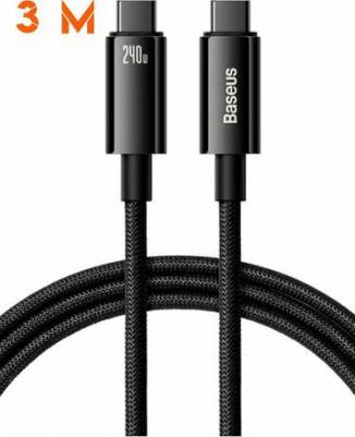 Сетевой кабель Tungsten Gold Fast Charging Data Cable Type-C to Type-C 240W 3m Black – фото 2