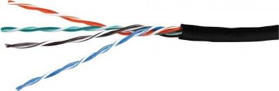 Кабель витая пара BCL-U5480-381 U/UTP, кат.5e, 4x2x0,48 мм AWG 24, медь, одножильный, PE, для внешней прокладки, 305м,черный