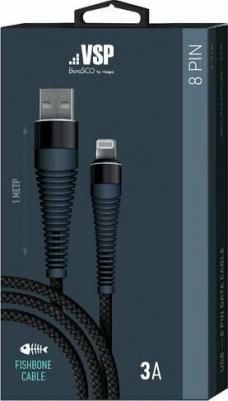 Кабель Fishbone USB/Lightning 3А 1м, черный (38507) – фото 4