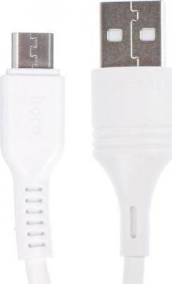 Кабель Bx51, Microusb - Usb, 2.4 А, 1 м, PVC оплётка, белый