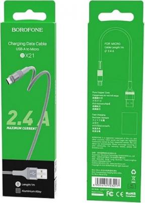 Кабель USB 2.0 A (m) - micro USB 2.0 B (m) 1м BX21 Outstanding - Metal Gray – фото 4