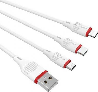 Кабель USB 2.0 A - micro USB 2.0 B+Lightning+Type-C 1м BX17 Enjoy 3-in-1 - Белый
