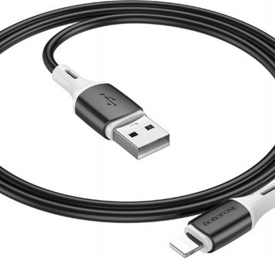 Кабель USB BX79 2.4A для Lightning 8-pin силикон 1м Black