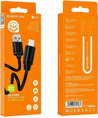 Кабель USB Micro USB BX55 1M 2.4A черный – фото 3