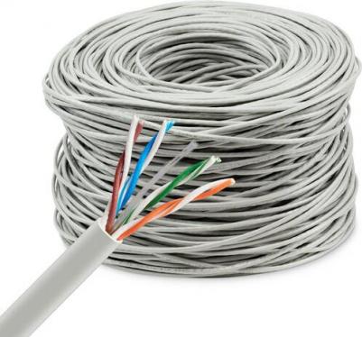 Кабель сетевой UTP, cat.5E, 305м, 4 пары, 0.48мм, алюминий омедненный, одножильный, серый – фото 1
