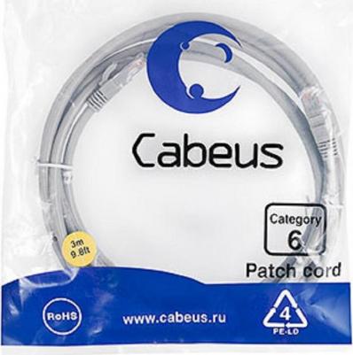 Патч-корд U/UTP PC-UTP-RJ45-Cat.6-3m категория 6, 2xRJ45/8p8c, неэкранированный, серый, PVC, 3м