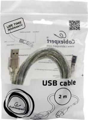 Аксессуар Pro USB 2.0 AM/BM 2m Transparent CCF-USB2-AMBM-TR-2M