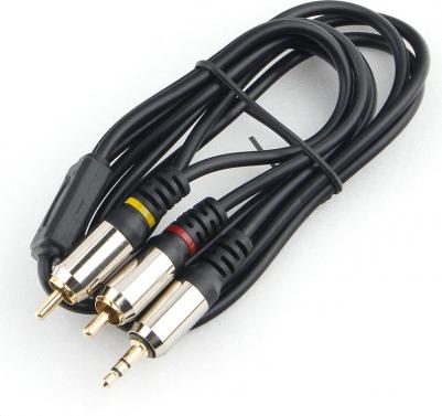 Кабель Jack 3.5(M)-2xRCA(M), блистер, 2м, черный (CCAB-02-35M2RM-2MB) – фото 1