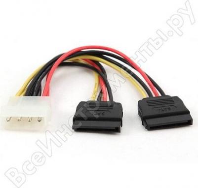 Кабель питания SATA CC-SATA-PSY-0.3M 30см molex 4pin/2x sata15pin на 2 устр. па – фото 1