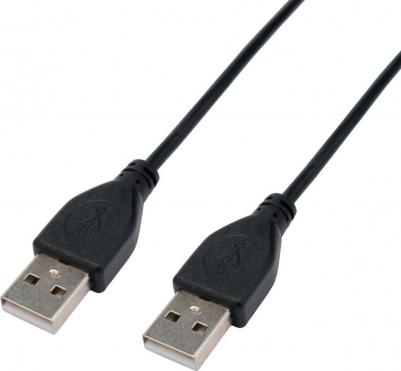Кабель USB 2.0(Am)-USB 2.0(Am), экранированный, 2.4А, 3 м, черный, Pro