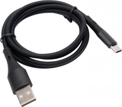 Кабель USB 2.0 CC-USB2S-AMCM-1M-BK AM/Type-C, 3А, 18Вт, QC3.0, силиконовый, медь, 1м, черный, пакет