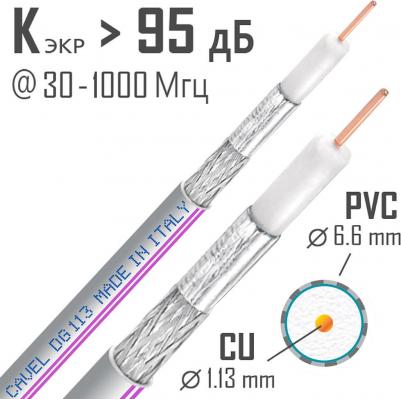 Кабель коаксиальный телевизионный DG 113 1x1,13 мм экранированный – фото 4