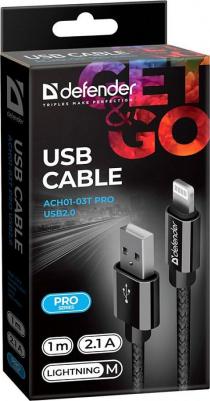Кабель ACH01-03T USB - Lightning 1м (87808) Black – фото 3