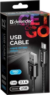 Кабель USB08-03T PRO USB (AM) - microUSB (B), 2.1A output, в оплетке, 1 м, черный – фото 12