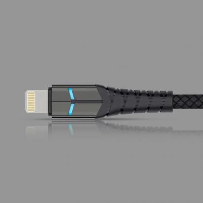 Кабель LED USB-С - Lightning, LED индикация, PD, 1.2м, алюминий, черный/72297 – фото 2