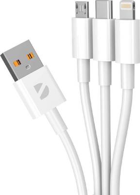 Кабель Lightning, USB Type-C, micro USB-USB 72505 1.2 м белый