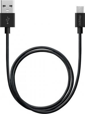 Кабель USB-MicroUSB 1.2m черный (72268) алюминий/экокожа