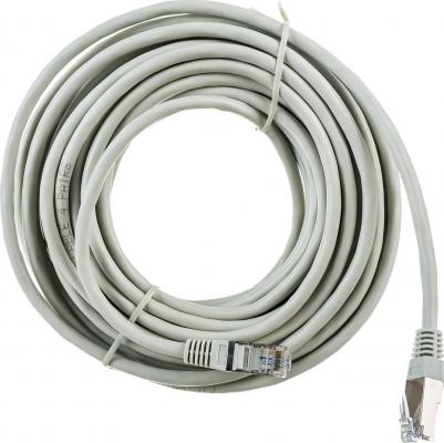 Патч-корд PP6-10M литой, FTP, cat.6, 10м, 4 пары, 24AWG, алюминий омедненный, 1 шт, серый – фото 1