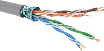 Интернет-кабель F/UTP CAT5е 4х2х0,51 мм экранированный серый 4660241055137