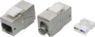 Переходник экранированный Keystone 180 градусов RJ45 CAT6 STP серебристый