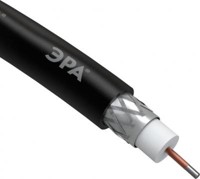 RL-64-PE100 Кабель коаксиальный RG-6U, 75 Ом, CCS/, PE, цвет чёрный, бухта 100 м, SIMPLE, цена за 1 шт – фото 1