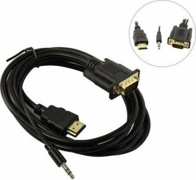 EX294719RUS Кабель-переходник HDMI-VGA EX-HDMIM-VGAM-3.5JackS-1.8 19M 15M+3.5mm Jack M, 1,8м Преобразователь цифрового HDMI сигнала в VGA видео и
