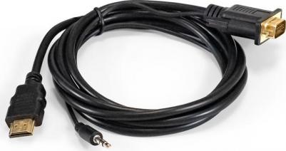 EX294719RUS Кабель-переходник HDMI-VGA EX-HDMIM-VGAM-3.5JackS-1.8 19M 15M+3.5mm Jack M, 1,8м Преобразователь цифрового HDMI сигнала в VGA видео и – фото 2