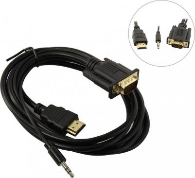 EX294719RUS Кабель-переходник HDMI-VGA EX-HDMIM-VGAM-3.5JackS-1.8 19M 15M+3.5mm Jack M, 1,8м Преобразователь цифрового HDMI сигнала в VGA видео и – фото 3