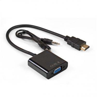 EX297588RUS Кабель-переходник HDMI-VGA EX-HDMIM-VGAF-3.5JackS-0.3 Преобразователь цифрового HDMI сигнала в VGA видео и стерео-аудио – фото 1