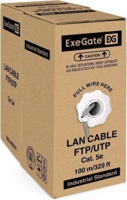 Кабель FTP 4 пары кат.5e CCA, 24AWG, экран, бухта 100м, серый, PVC 281812