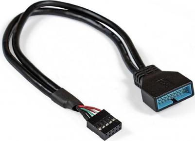 Кабель-переходник USB 2.0 9-pin(f)-USB 3.0 19-pin(M), 30см, черный EX-CC-U3U2-0.3