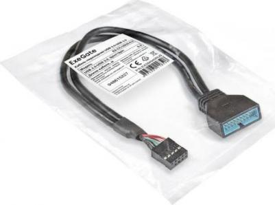 Кабель-переходник USB 2.0 9-pin(f)-USB 3.0 19-pin(M), 30см, черный EX-CC-U3U2-0.3 – фото 4