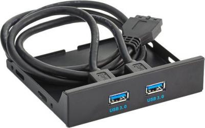 Планка 3H-615 EX280446RUS USB на переднюю панель, 3,5", 2*USB3.0, черная, металл, подсоединение к мат. плате