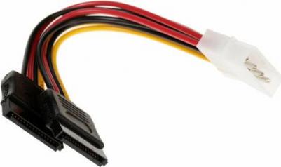 Кабель SATA molex 4pin/molex4pin+sata 15pin 0.15м на 2 устройства CC-SATA-PSY2 – фото 4