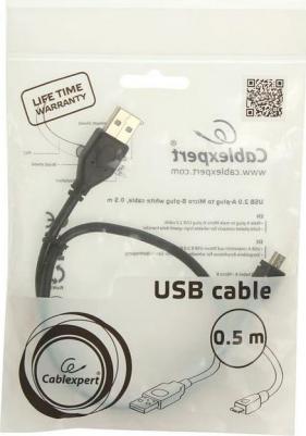 Кабель USB 2,0 Pro AM/microBM 5P, 0,5м, экран, черный, пакет CCP-mUSB2-AMBM-0,5M – фото 1