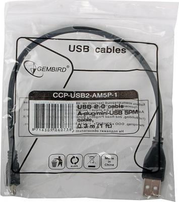 Кабель USB 2.0 miniUSB CCP-USB2-AM5P-1 круглый черный – фото 3