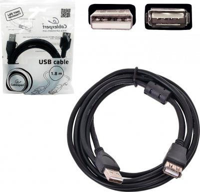 Кабель USB A-USB A, M-F 1,8м Black (CCF-USB2-AMAF-6)