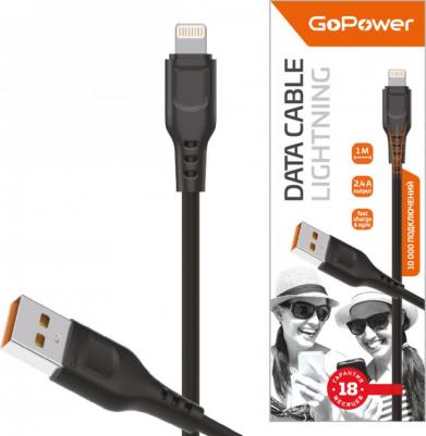 Кабель GP01L USB (m)-Lightning (m) 1.0м 2.4A ПВХ, черный – фото 2