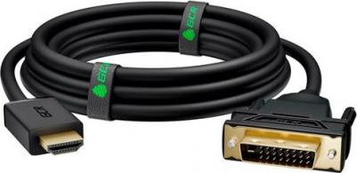 Кабель 1.0m HDMI-DVI черный, OD8.0mm, 28 AWG, позолоченные контакты, 19M / 25M Dual Link, тройной экран