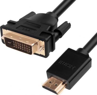 Кабель 1.0m HDMI-DVI черный, OD8.0mm, 28 AWG, позолоченные контакты, 19M / 25M Dual Link, тройной экран – фото 2
