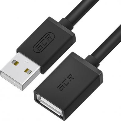 Кабель-удлинитель USB 2.0(Am)-USB 2.0(Af), экранированный, 50см, черный GCR-UEC6M-BB2S-0.5m – фото 1